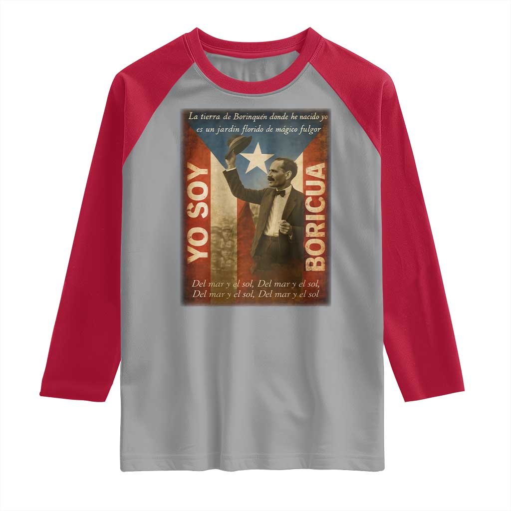 Pedro Albizu Campos Raglan Shirt Yo Soy Boricua Vintage Puerto Rican Flag - Wonder Print Shop