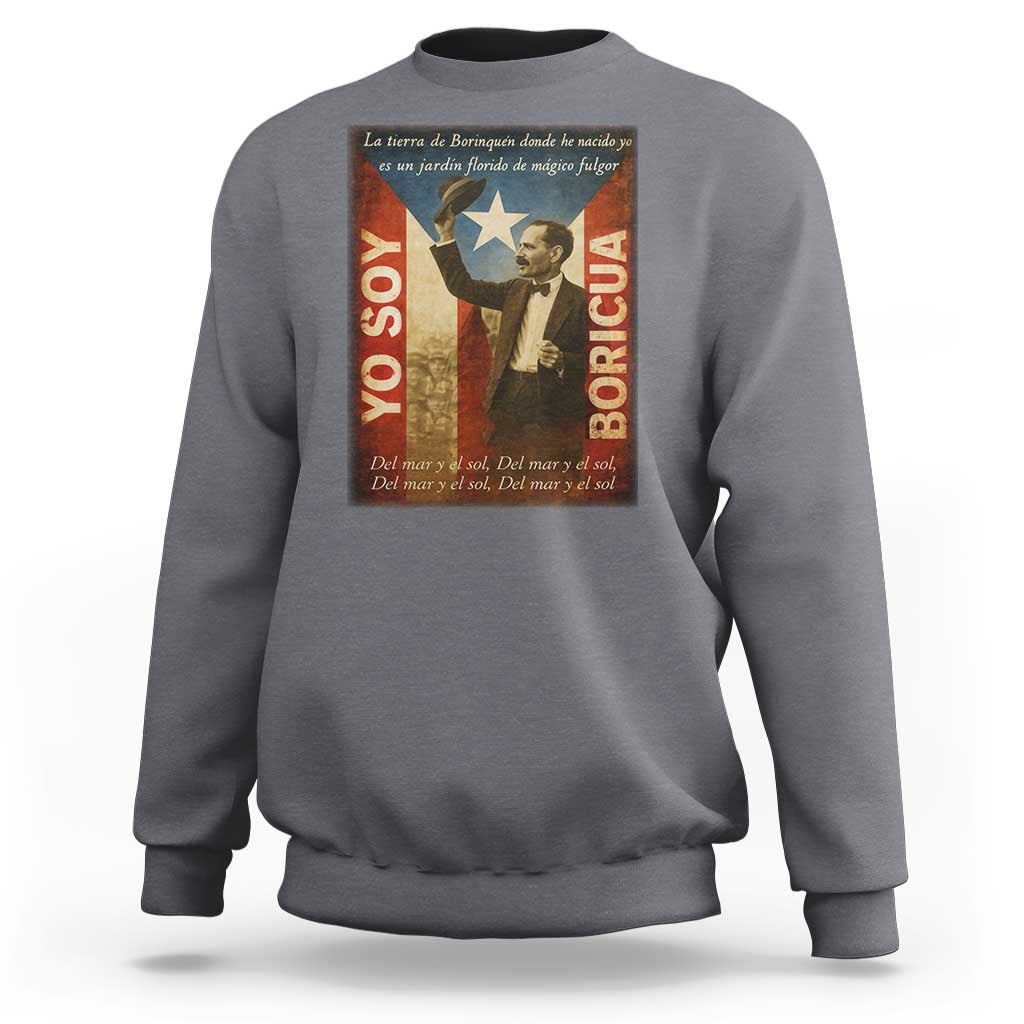 Pedro Albizu Campos Sweatshirt Yo Soy Boricua Vintage Puerto Rican Flag - Wonder Print Shop