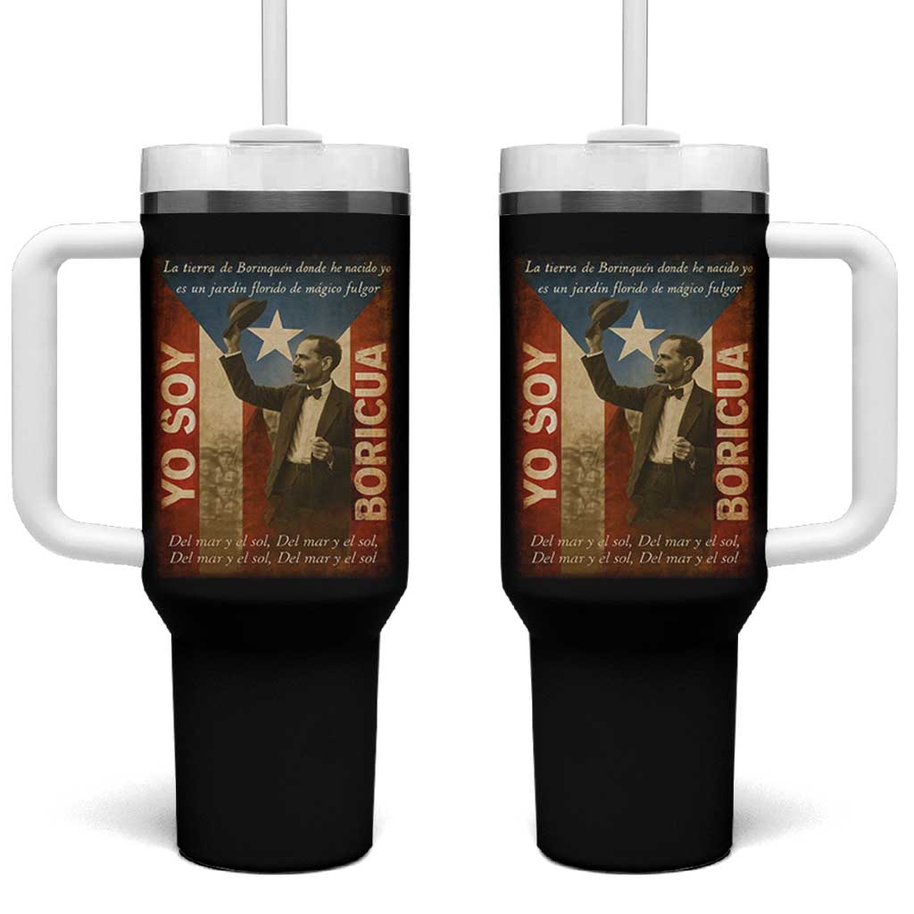 Pedro Albizu Campos Tumbler With Handle Yo Soy Boricua Vintage Puerto Rican Flag - Wonder Print Shop
