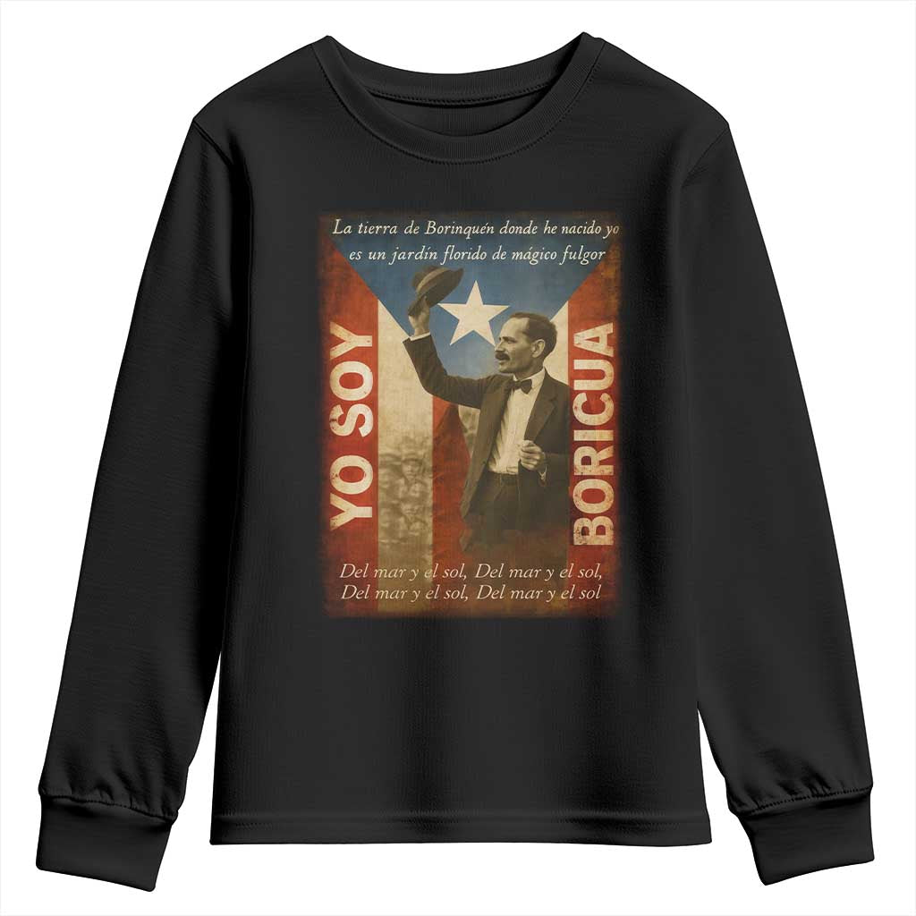Pedro Albizu Campos Youth Sweatshirt Yo Soy Boricua Vintage Puerto Rican Flag - Wonder Print Shop