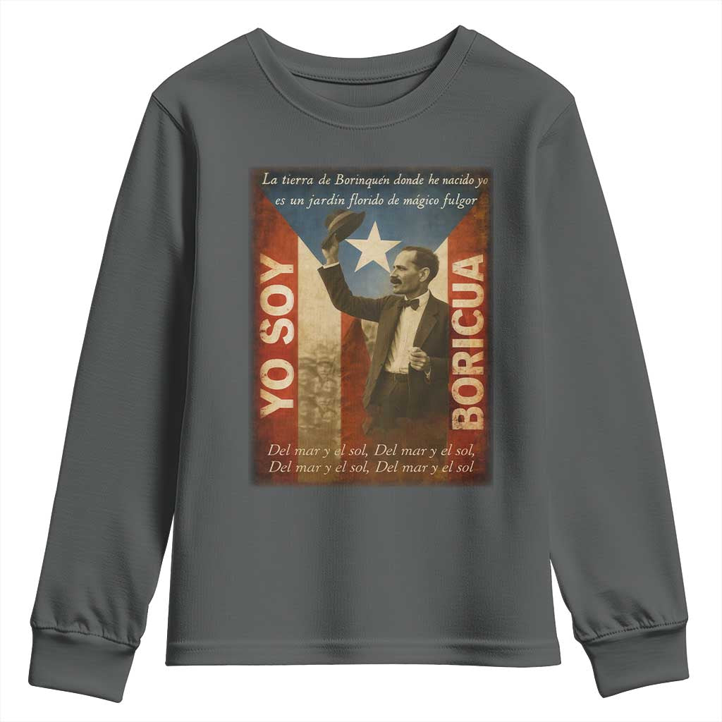 Pedro Albizu Campos Youth Sweatshirt Yo Soy Boricua Vintage Puerto Rican Flag - Wonder Print Shop