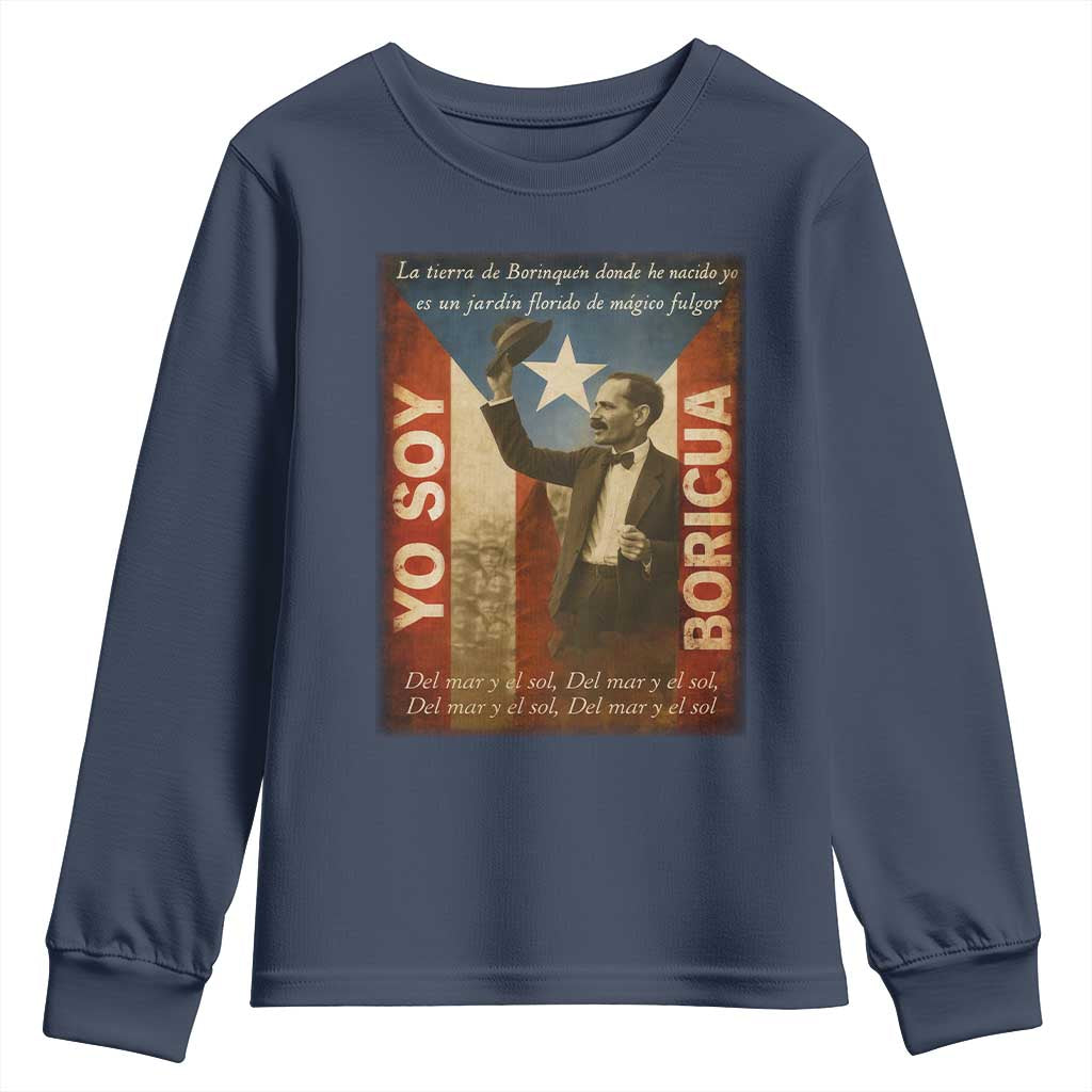 Pedro Albizu Campos Youth Sweatshirt Yo Soy Boricua Vintage Puerto Rican Flag - Wonder Print Shop