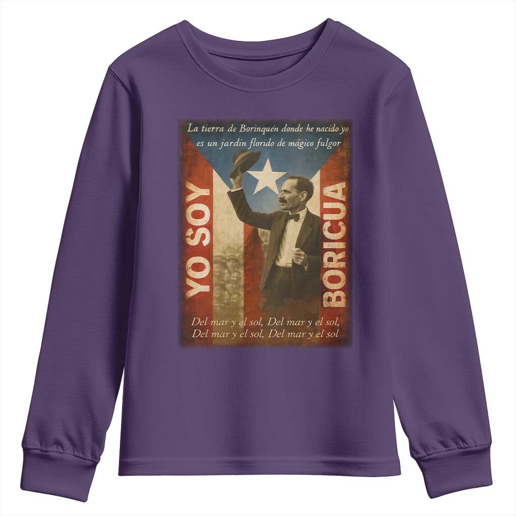 Pedro Albizu Campos Youth Sweatshirt Yo Soy Boricua Vintage Puerto Rican Flag - Wonder Print Shop