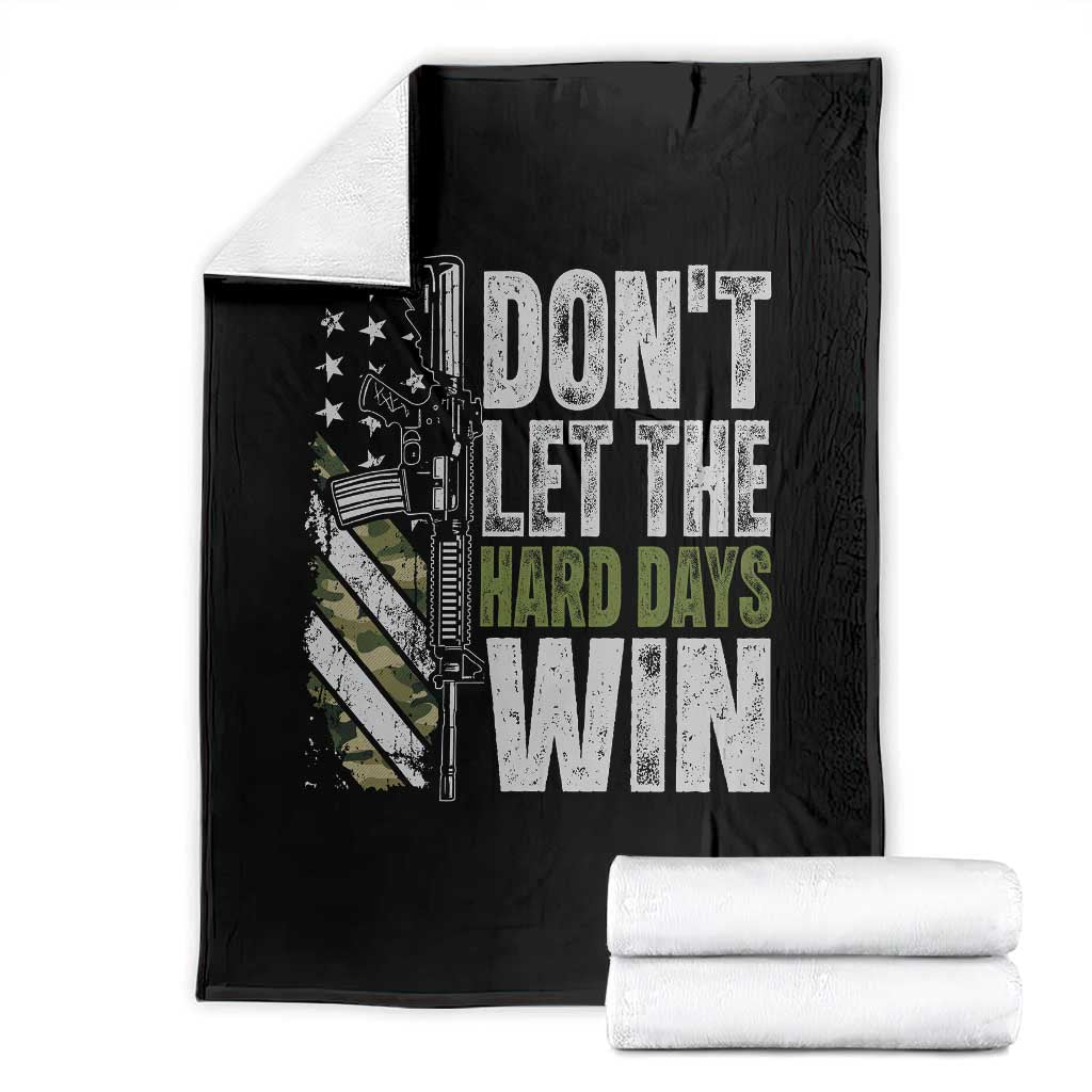 Don't Let The Hard Days Win Throw Blanket Inspirational Mental Health Gun Camo American Flag - Wonder Print Shop