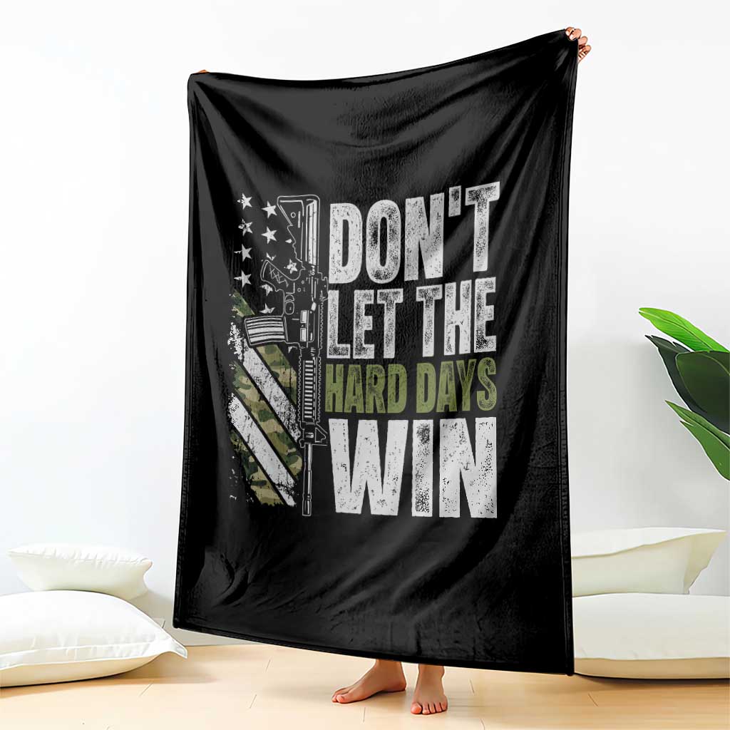 Don't Let The Hard Days Win Throw Blanket Inspirational Mental Health Gun Camo American Flag - Wonder Print Shop