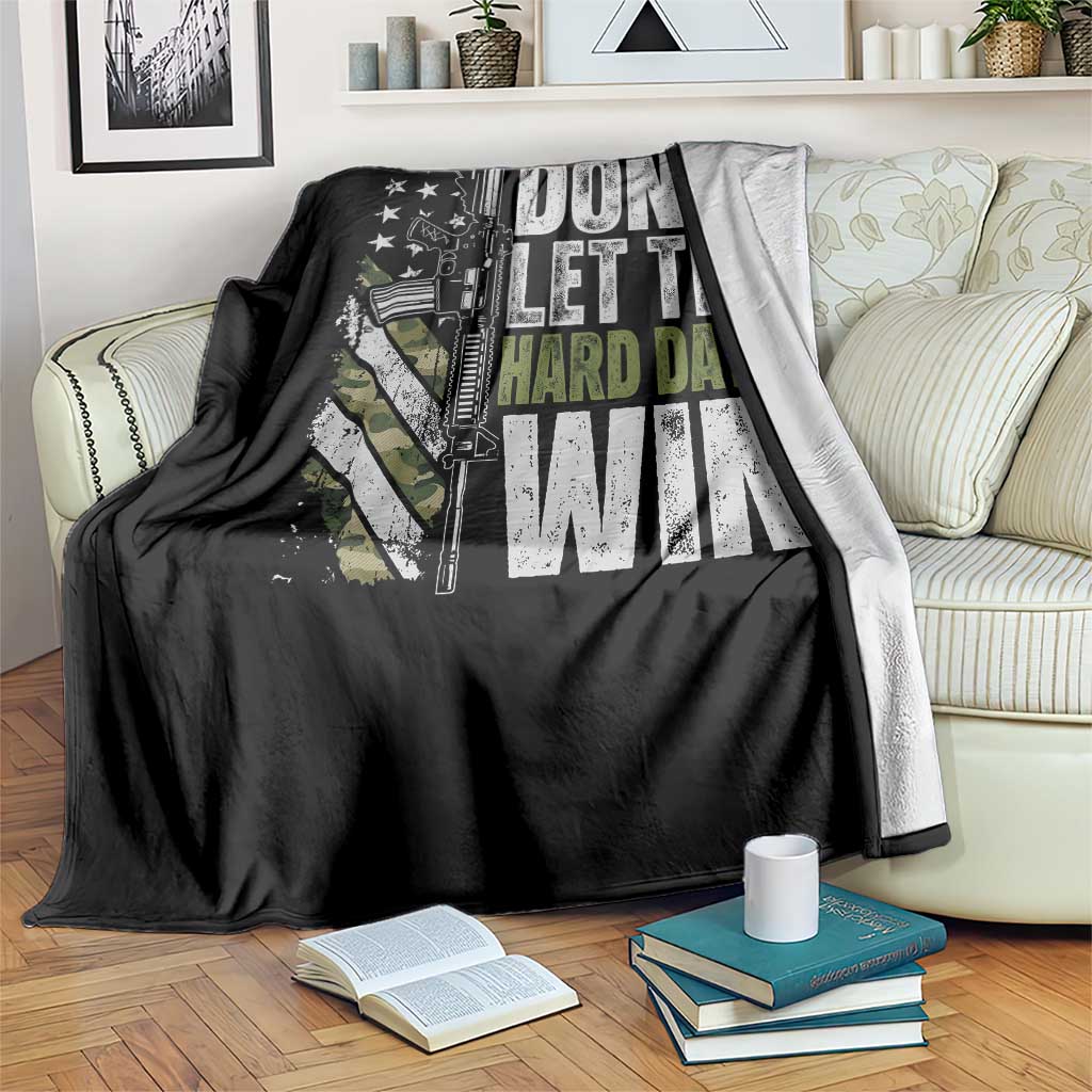 Don't Let The Hard Days Win Throw Blanket Inspirational Mental Health Gun Camo American Flag - Wonder Print Shop