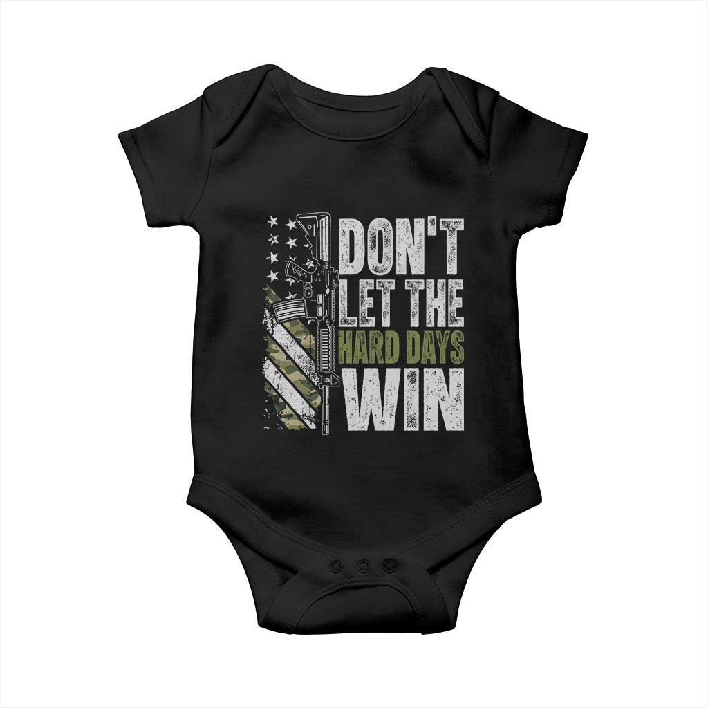Don't Let The Hard Days Win Baby Onesie Inspirational Mental Health Gun Camo American Flag - Wonder Print Shop