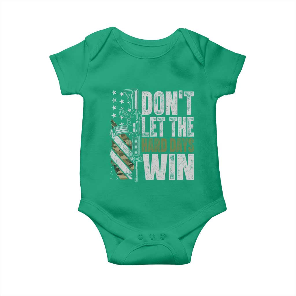 Don't Let The Hard Days Win Baby Onesie Inspirational Mental Health Gun Camo American Flag - Wonder Print Shop