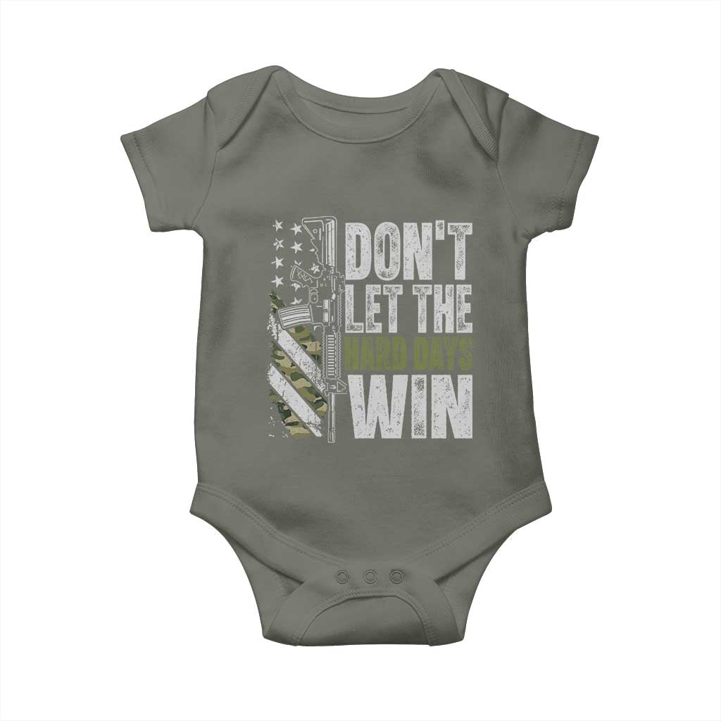 Don't Let The Hard Days Win Baby Onesie Inspirational Mental Health Gun Camo American Flag - Wonder Print Shop
