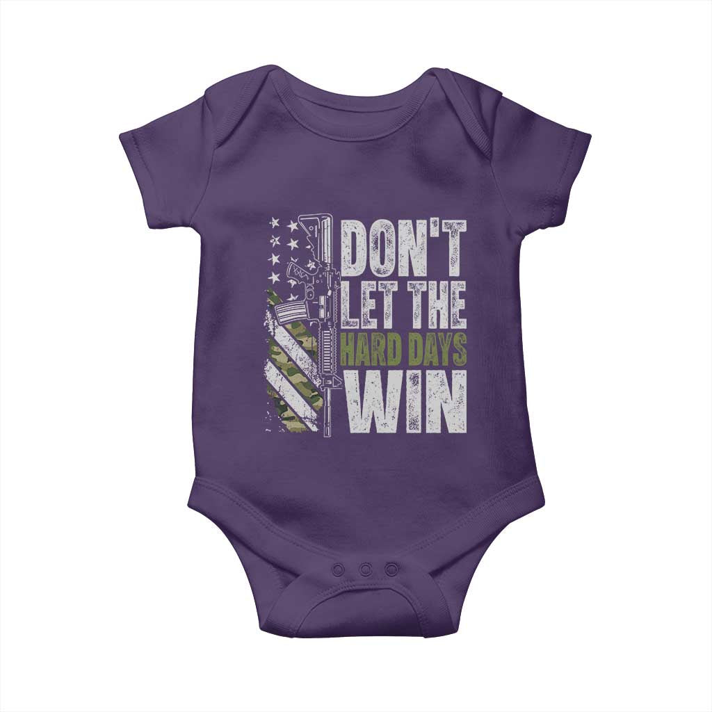 Don't Let The Hard Days Win Baby Onesie Inspirational Mental Health Gun Camo American Flag - Wonder Print Shop