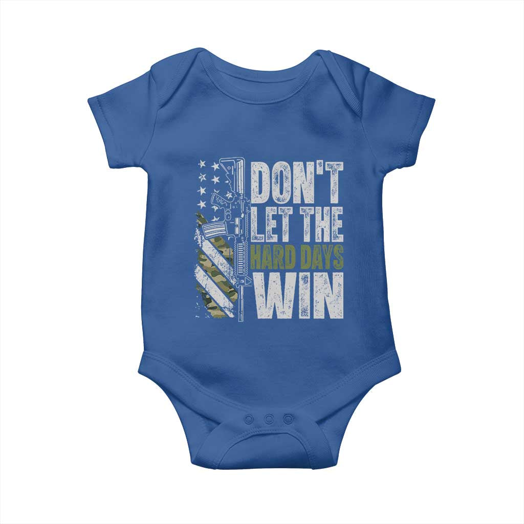 Don't Let The Hard Days Win Baby Onesie Inspirational Mental Health Gun Camo American Flag - Wonder Print Shop