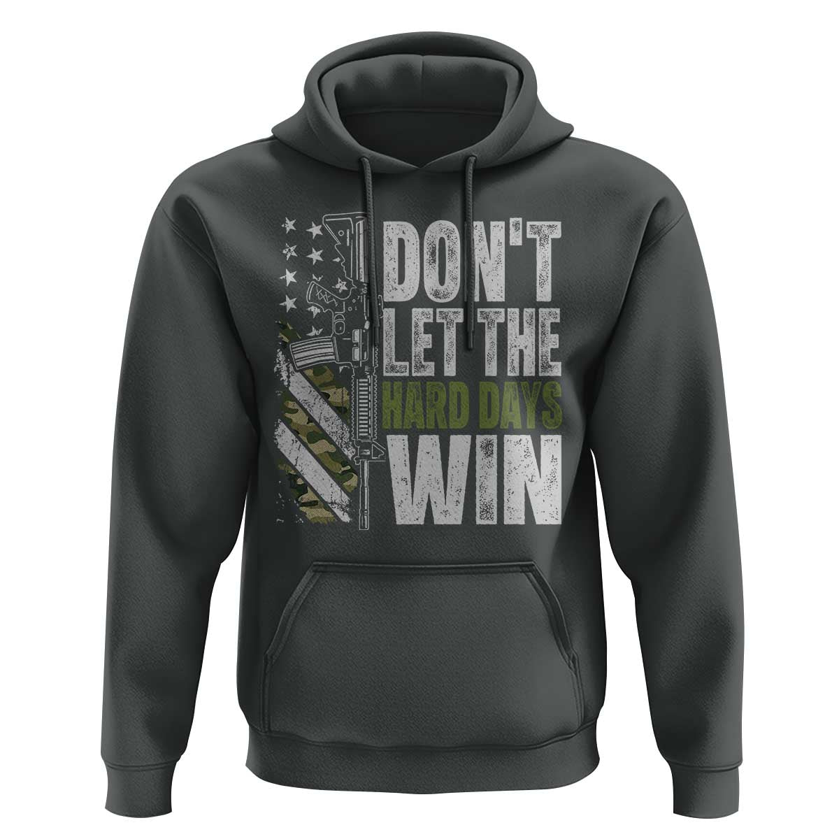 Don't Let The Hard Days Win Hoodie Inspirational Mental Health Gun Camo American Flag - Wonder Print Shop