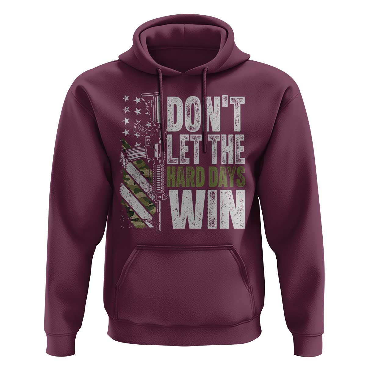 Don't Let The Hard Days Win Hoodie Inspirational Mental Health Gun Camo American Flag - Wonder Print Shop