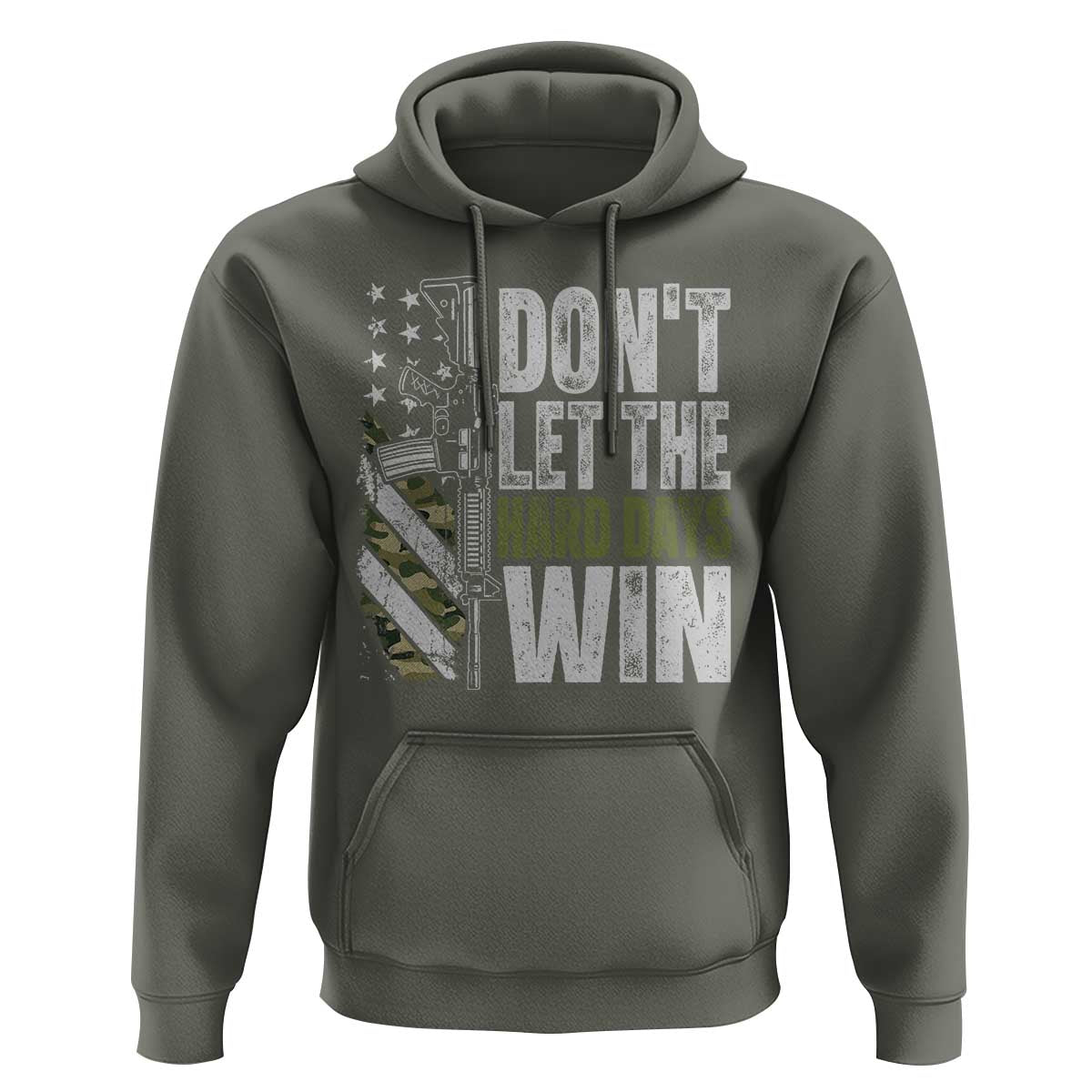 Don't Let The Hard Days Win Hoodie Inspirational Mental Health Gun Camo American Flag - Wonder Print Shop