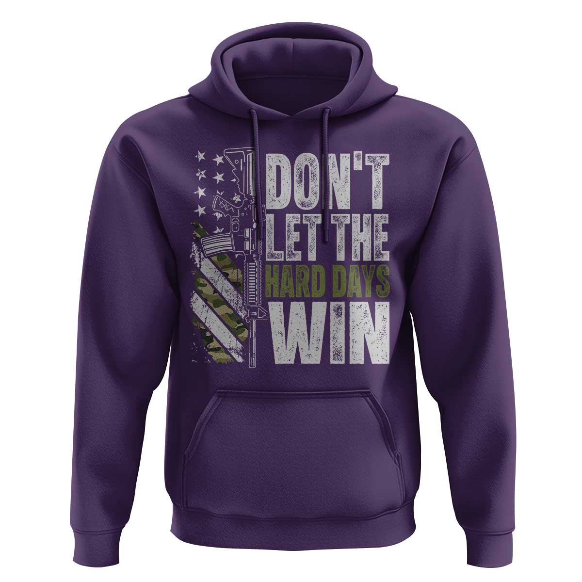 Don't Let The Hard Days Win Hoodie Inspirational Mental Health Gun Camo American Flag - Wonder Print Shop