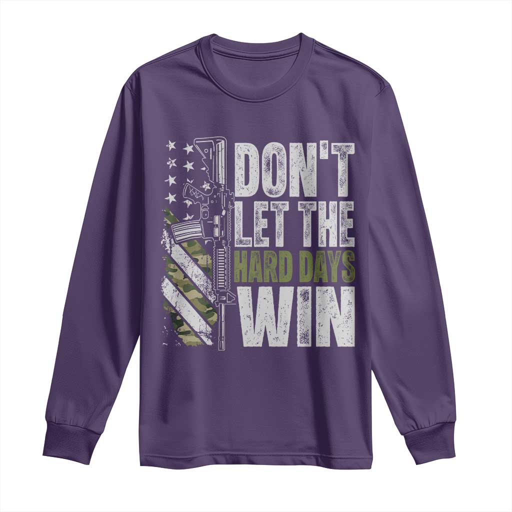 Don't Let The Hard Days Win Long Sleeve Shirt Inspirational Mental Health Gun Camo American Flag - Wonder Print Shop