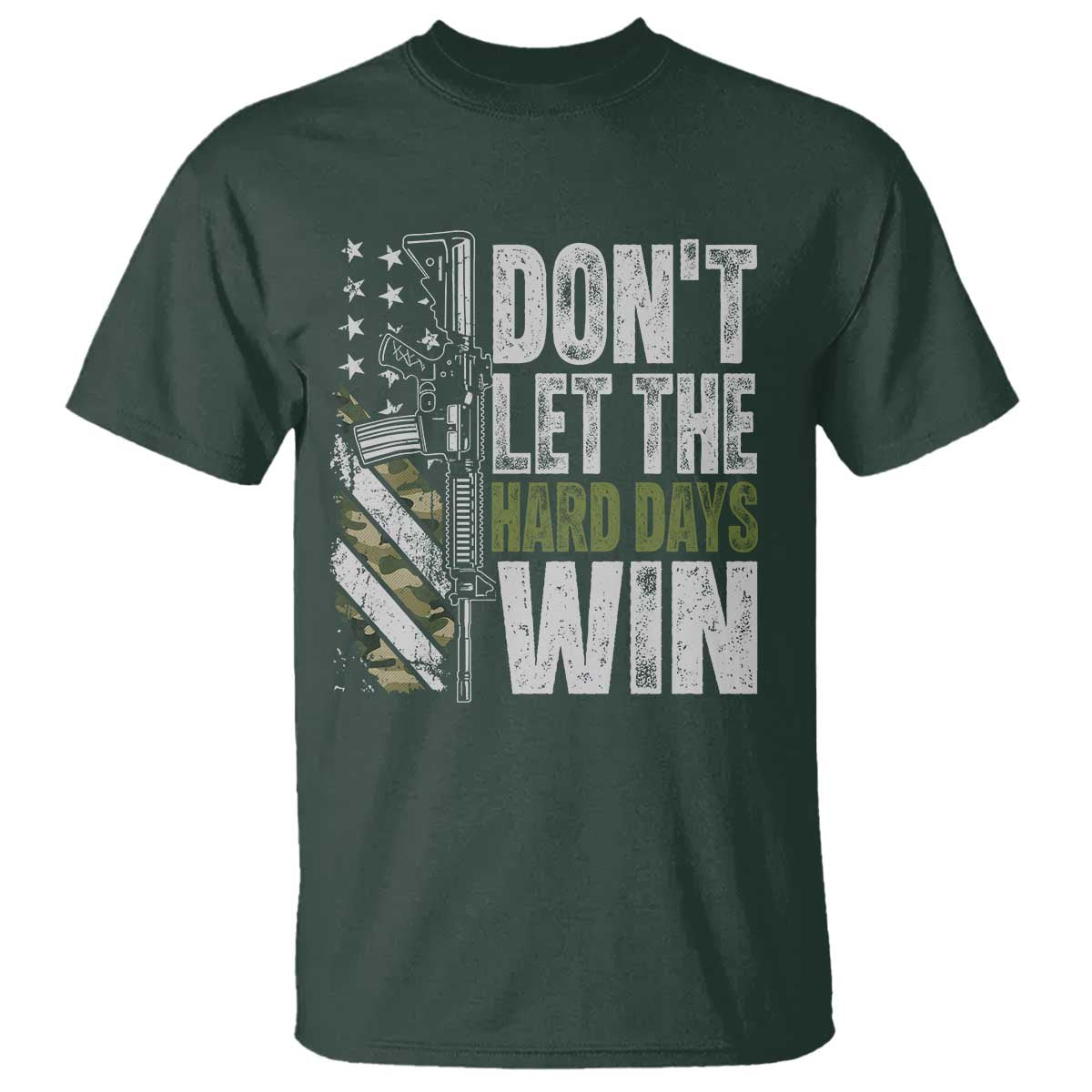 Don't Let The Hard Days Win T Shirt Inspirational Mental Health Gun Camo American Flag - Wonder Print Shop