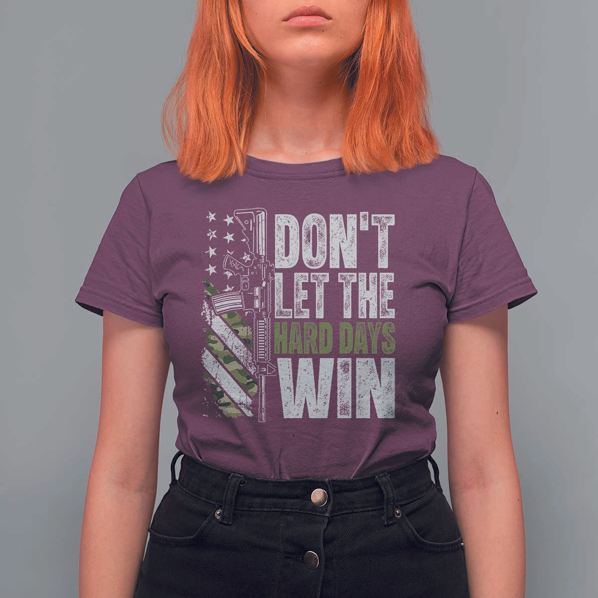 Don't Let The Hard Days Win T Shirt For Women Inspirational Mental Health Gun Camo American Flag - Wonder Print Shop