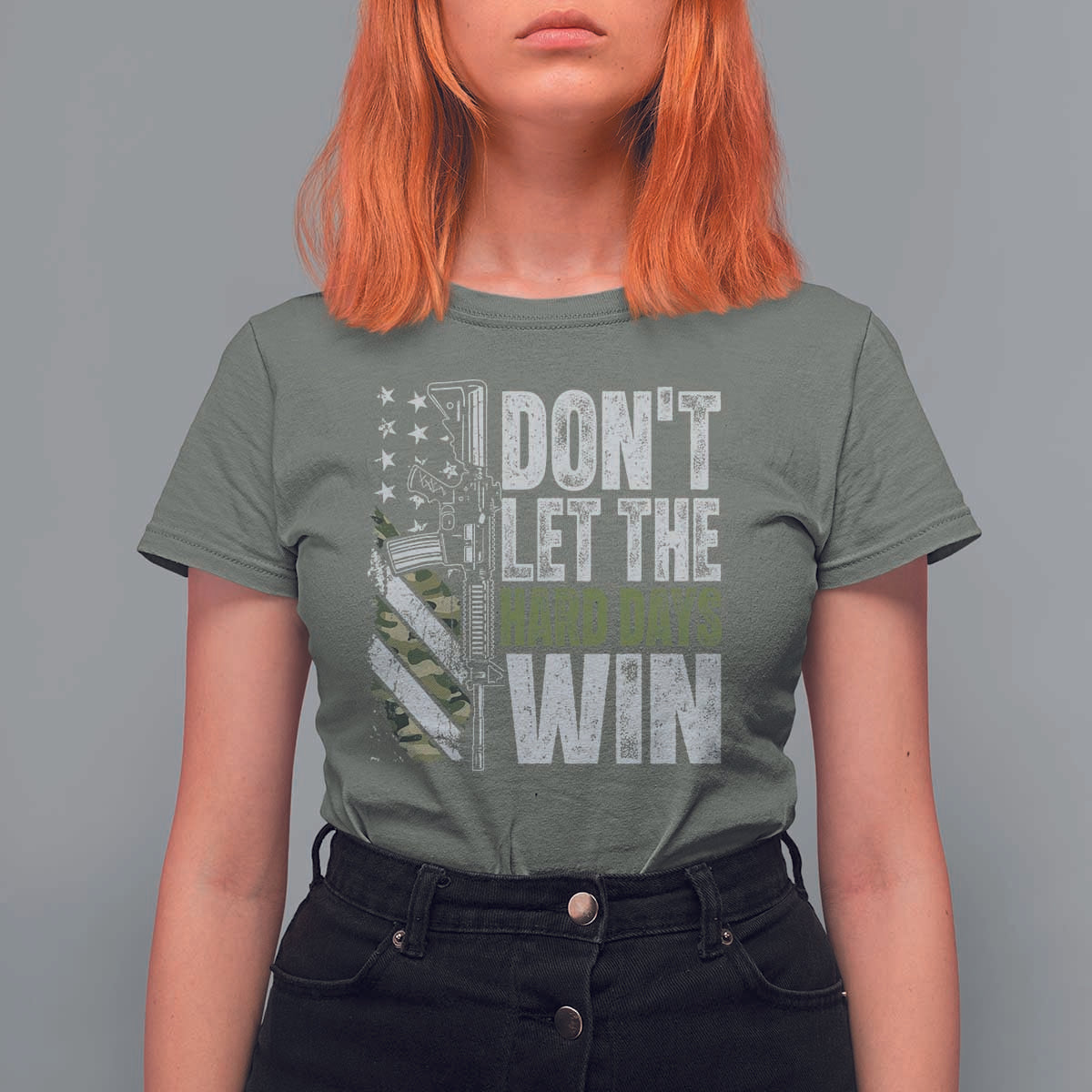 Don't Let The Hard Days Win T Shirt For Women Inspirational Mental Health Gun Camo American Flag - Wonder Print Shop