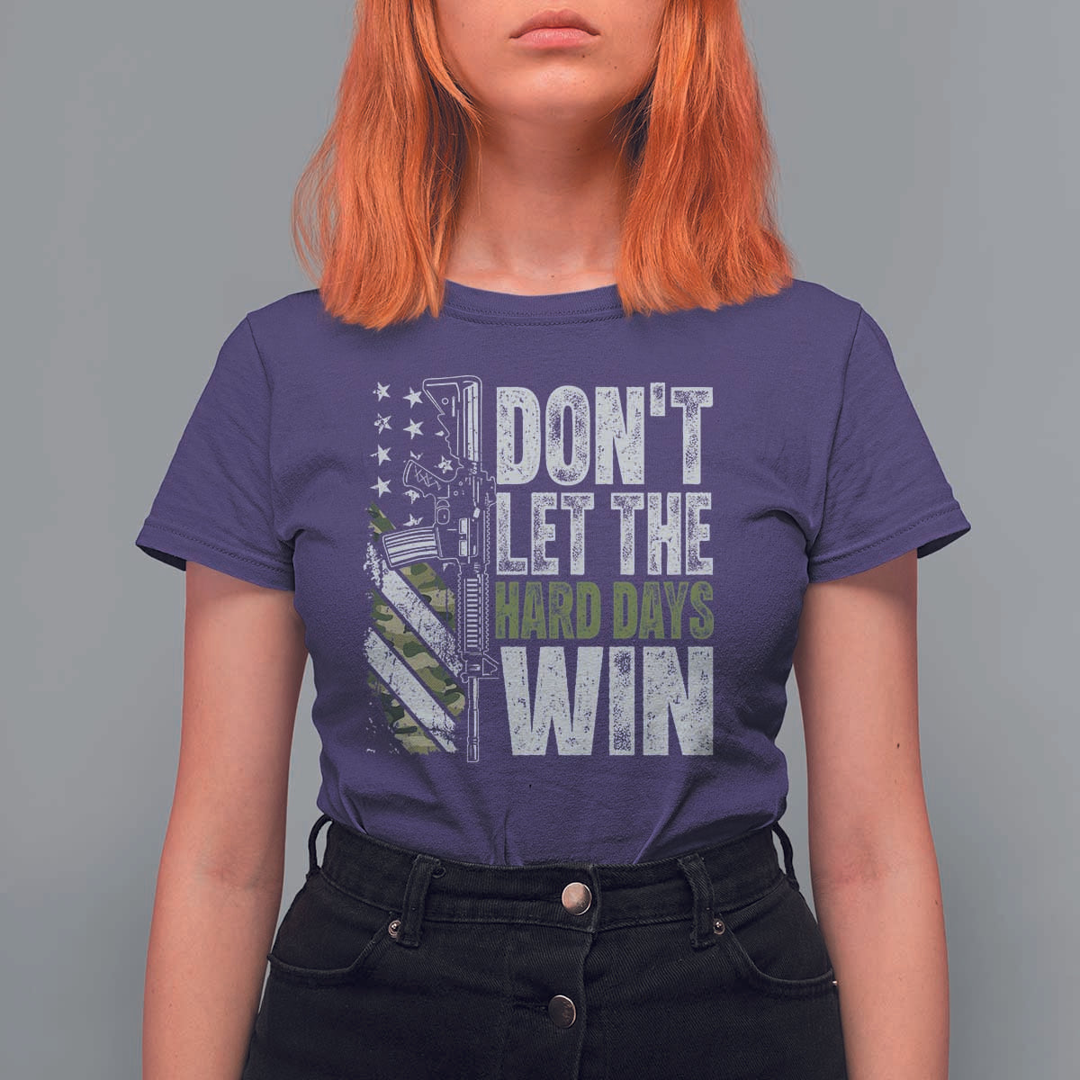 Don't Let The Hard Days Win T Shirt For Women Inspirational Mental Health Gun Camo American Flag - Wonder Print Shop