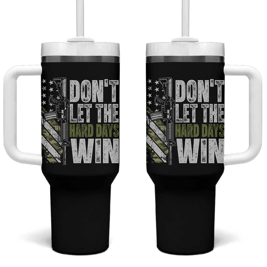 Don't Let The Hard Days Win Tumbler With Handle Inspirational Mental Health Gun Camo American Flag - Wonder Print Shop