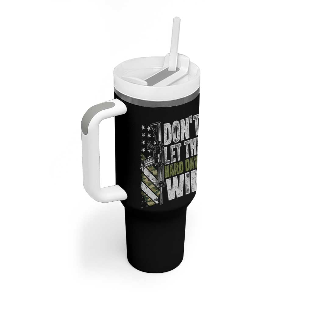 Don't Let The Hard Days Win Tumbler With Handle Inspirational Mental Health Gun Camo American Flag - Wonder Print Shop