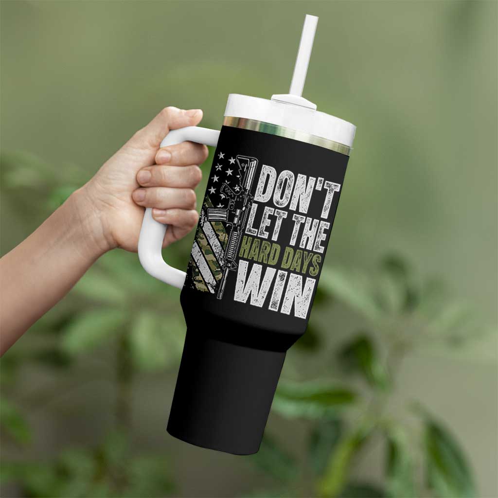 Don't Let The Hard Days Win Tumbler With Handle Inspirational Mental Health Gun Camo American Flag - Wonder Print Shop