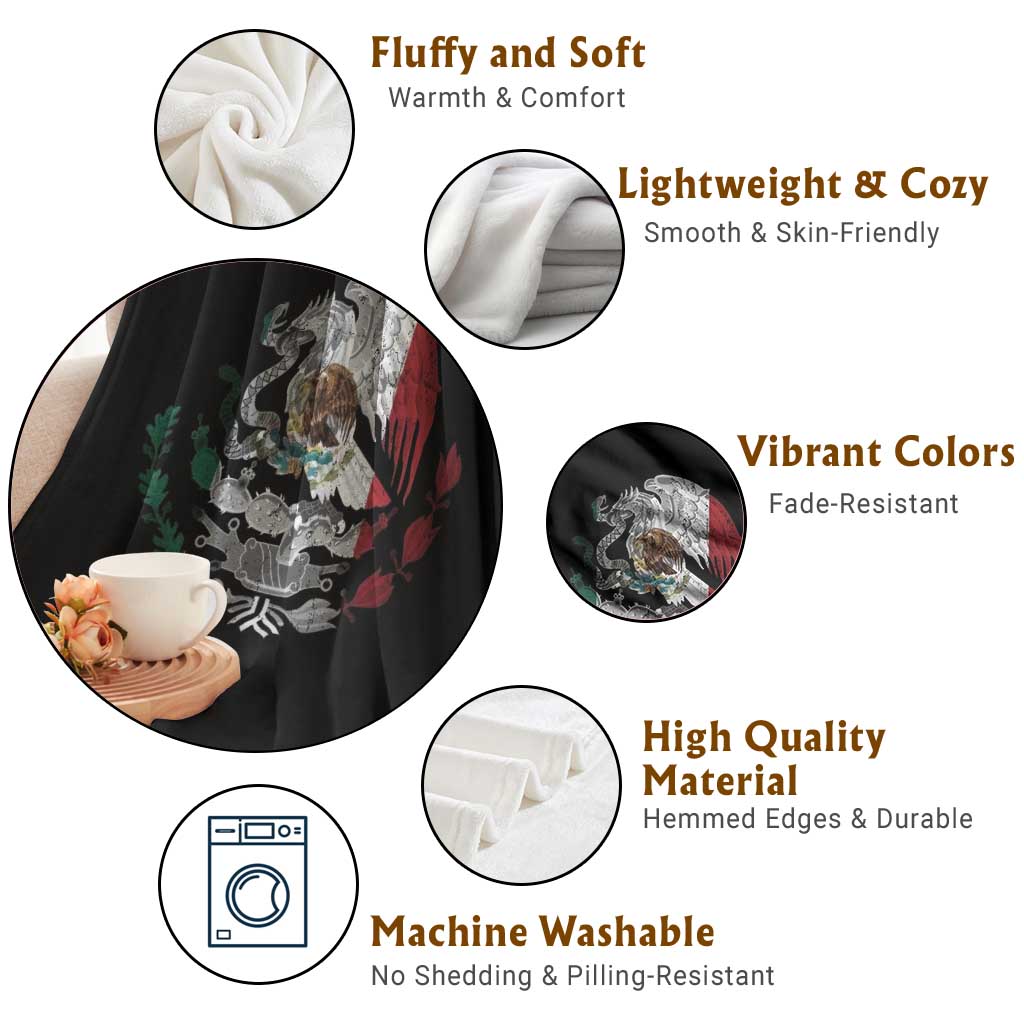 Mexico Coat Of Arms Mexican Flag Seal Symbol Throw Blanket - Wonder Print Shop