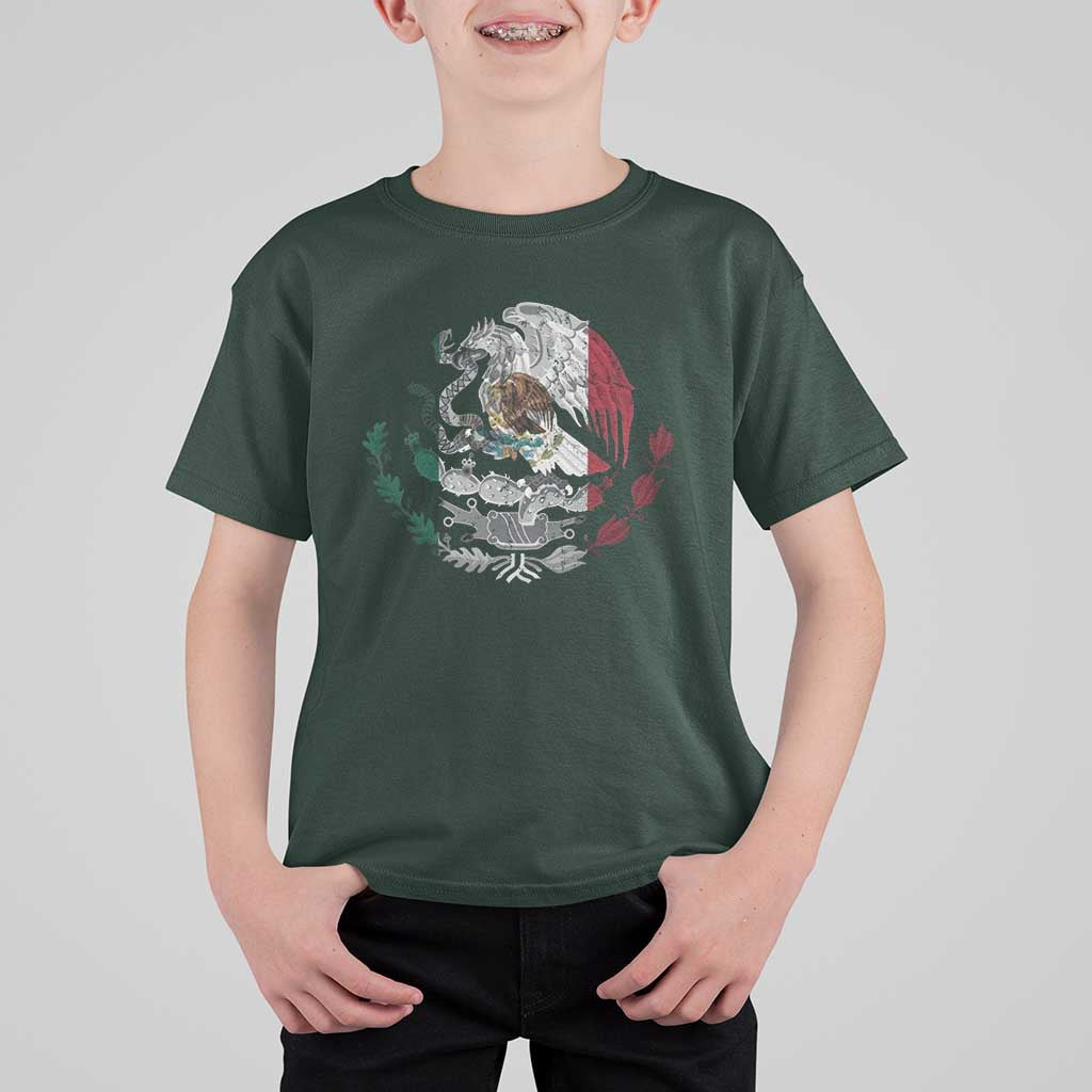 Mexico Coat Of Arms Mexican Flag Seal Symbol T Shirt For Kid - Wonder Print Shop