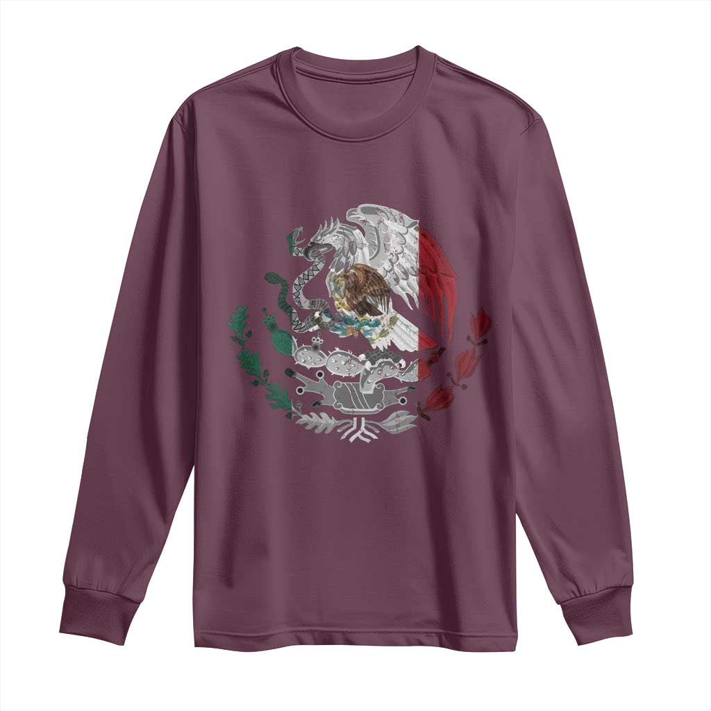 Mexico Coat Of Arms Mexican Flag Seal Symbol Long Sleeve Shirt - Wonder Print Shop