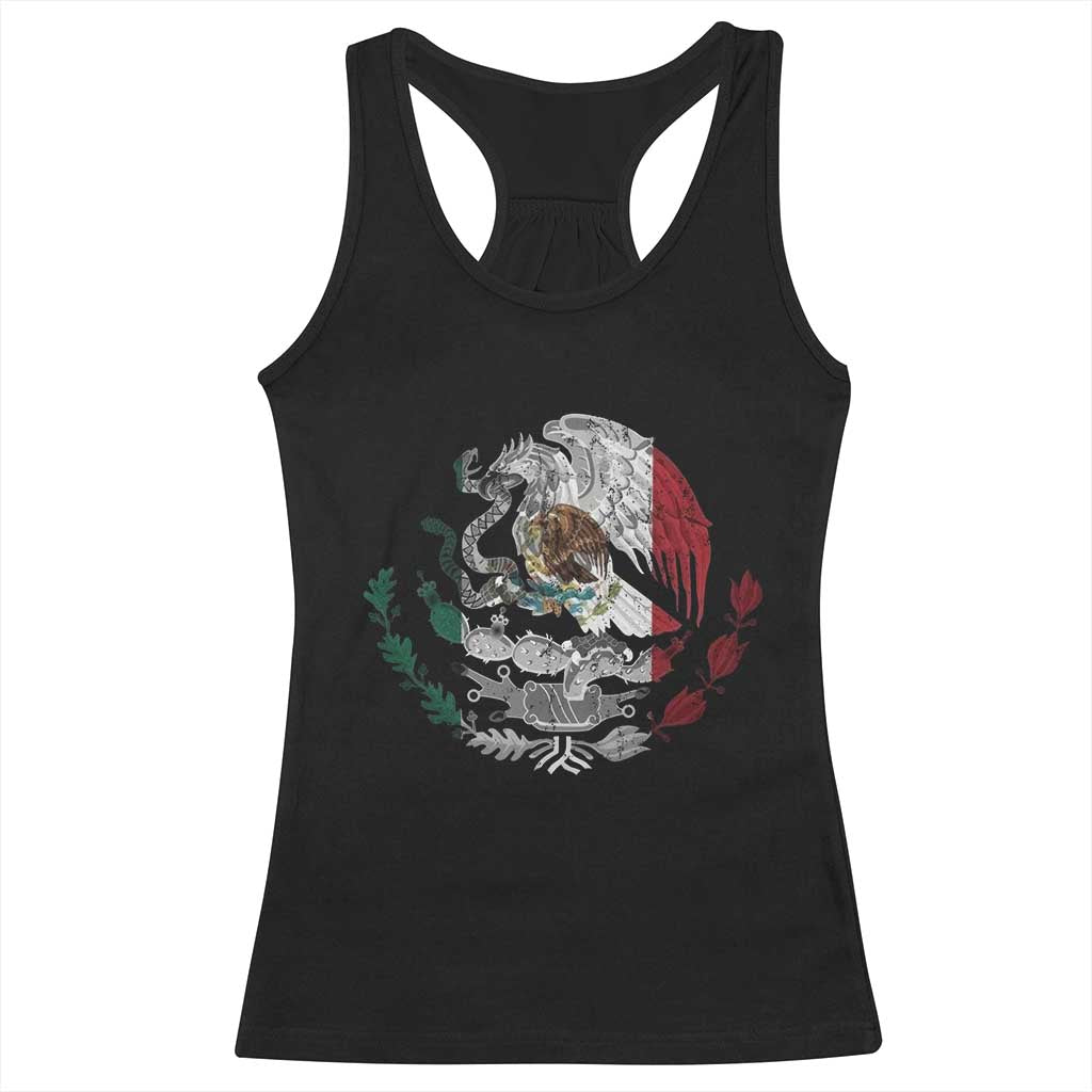 Mexico Coat Of Arms Mexican Flag Seal Symbol Racerback Tank Top - Wonder Print Shop