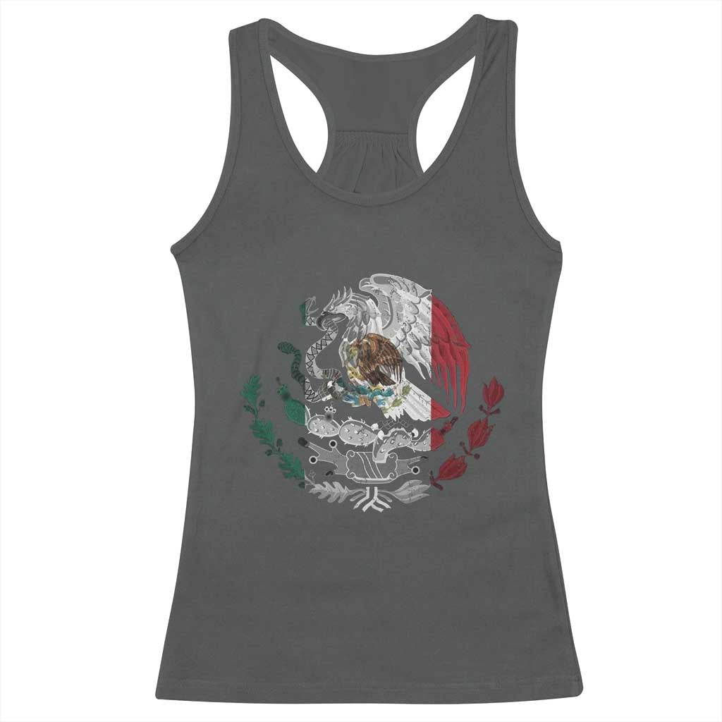Mexico Coat Of Arms Mexican Flag Seal Symbol Racerback Tank Top - Wonder Print Shop