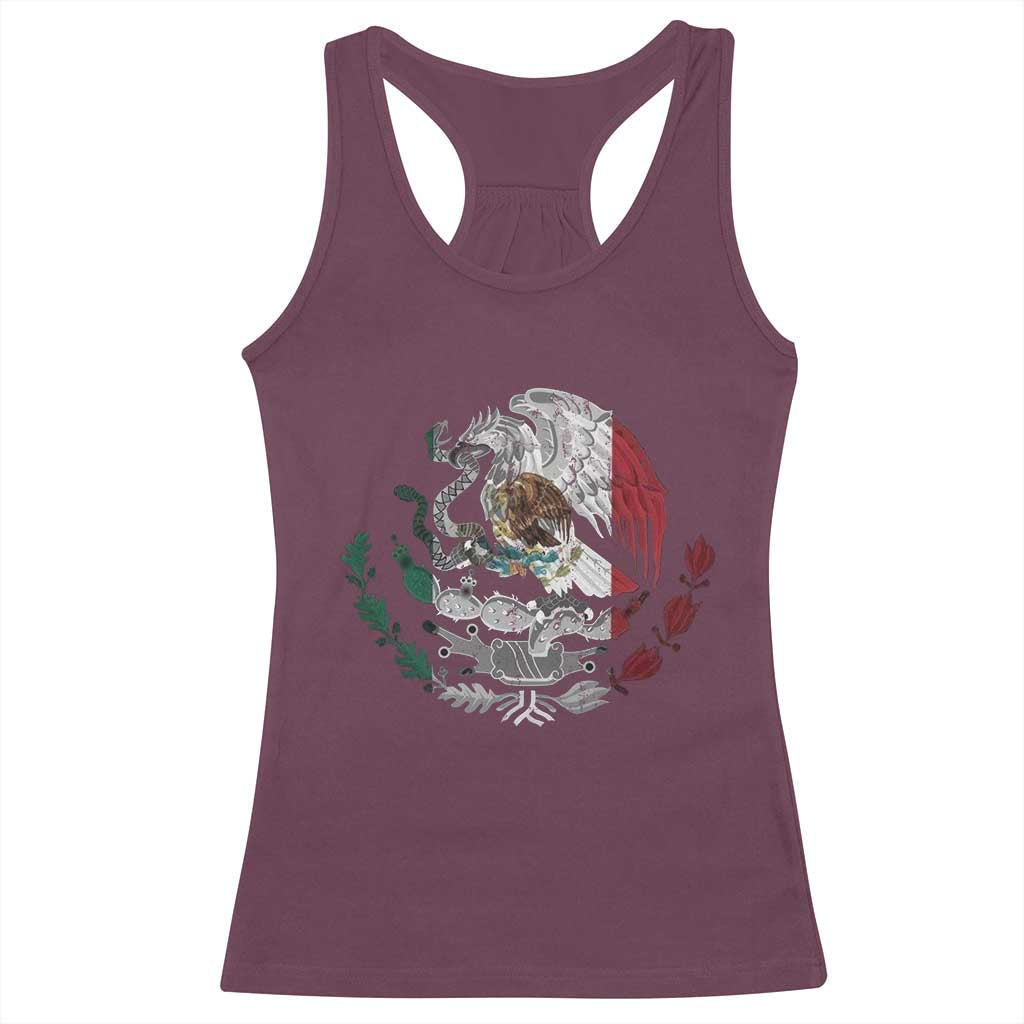 Mexico Coat Of Arms Mexican Flag Seal Symbol Racerback Tank Top - Wonder Print Shop