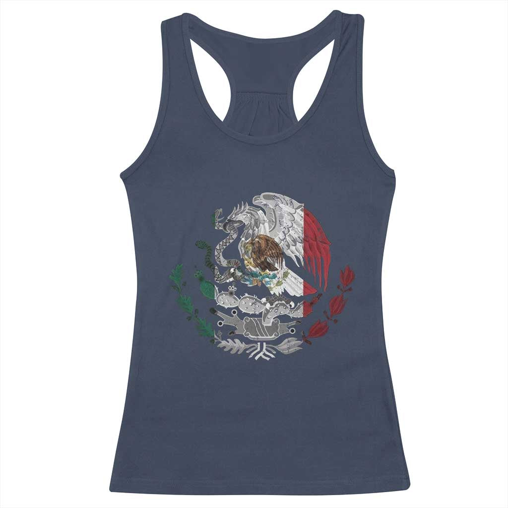 Mexico Coat Of Arms Mexican Flag Seal Symbol Racerback Tank Top - Wonder Print Shop