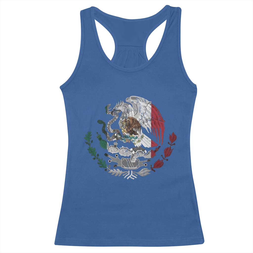 Mexico Coat Of Arms Mexican Flag Seal Symbol Racerback Tank Top - Wonder Print Shop