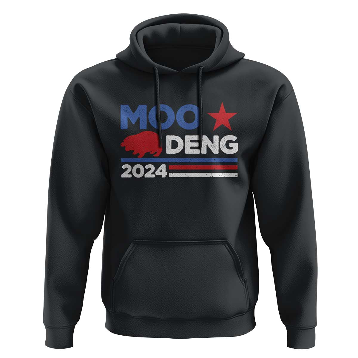 Funny Moo Deng 2024 Hoodie Star Striped