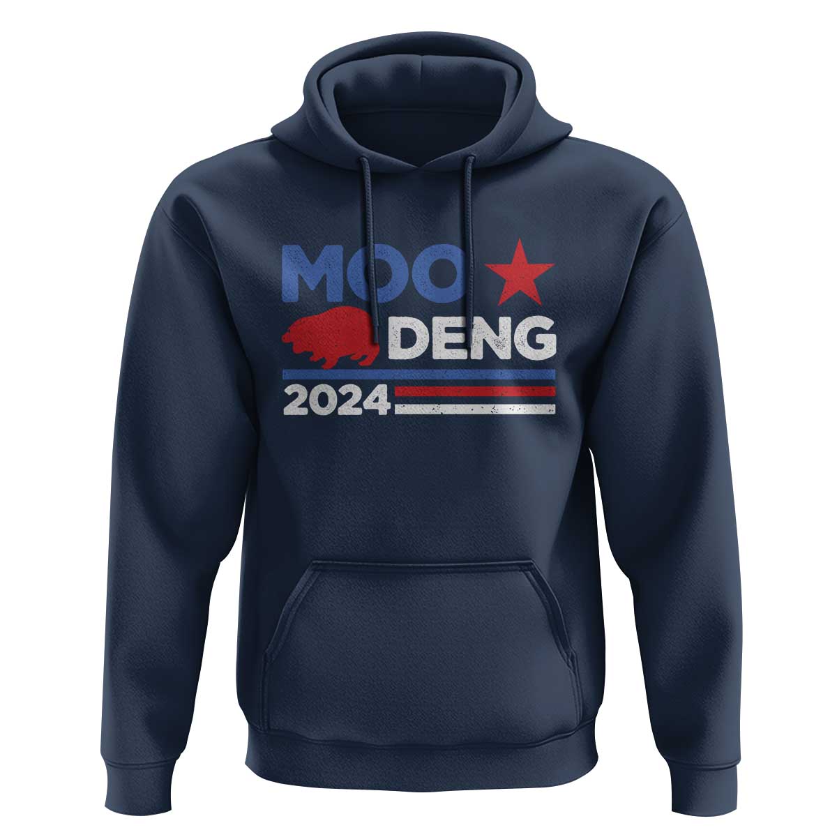 Funny Moo Deng 2024 Hoodie Star Striped