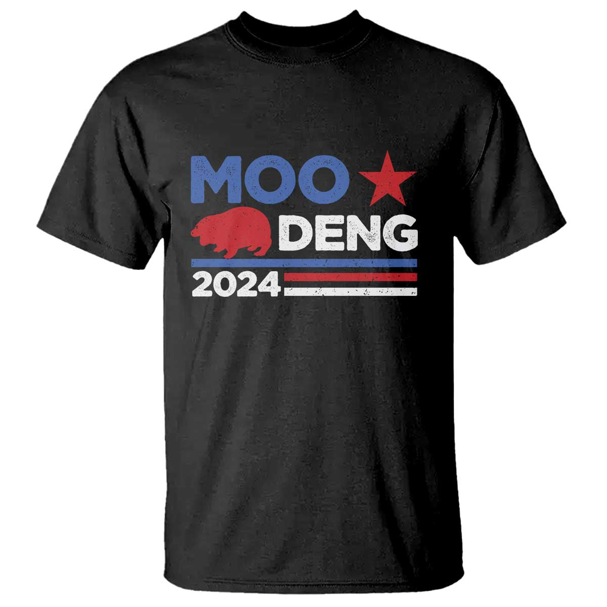Funny Moo Deng 2024 T Shirt Star Striped - Wonder Print Shop
