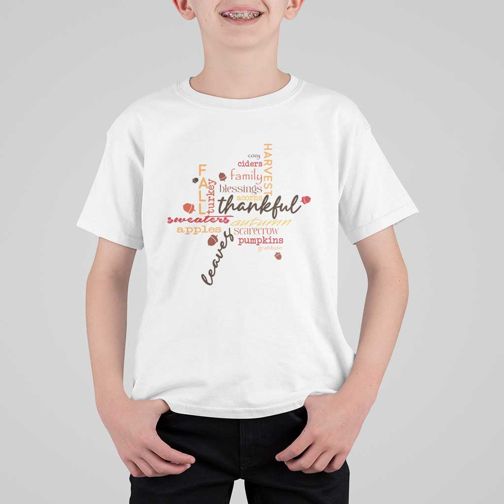 Thanksgiving Maple Leaf Fall Season T Shirt For Kid - Wonder Print Shop