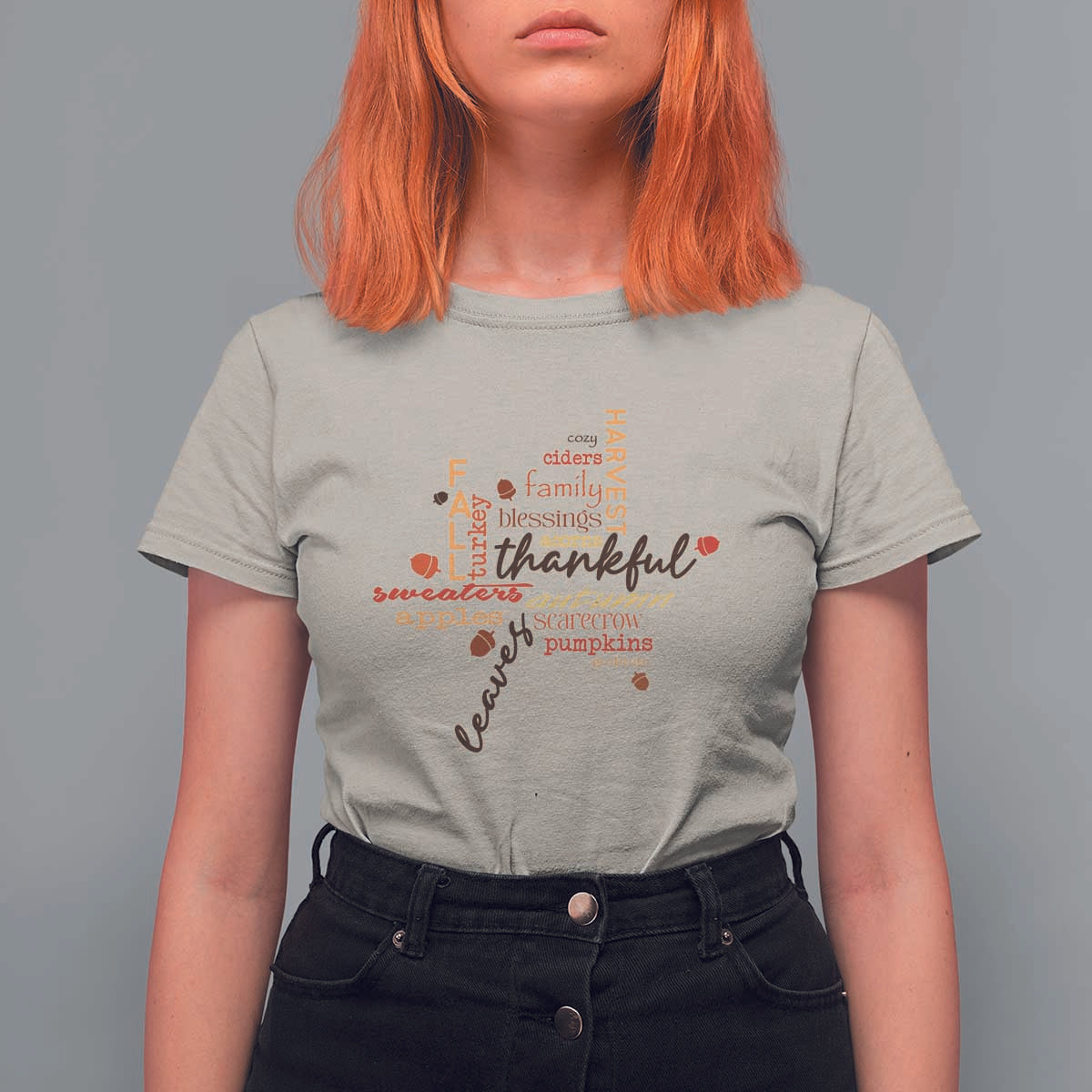 Thanksgiving Maple Leaf Fall Season T Shirt For Women - Wonder Print Shop