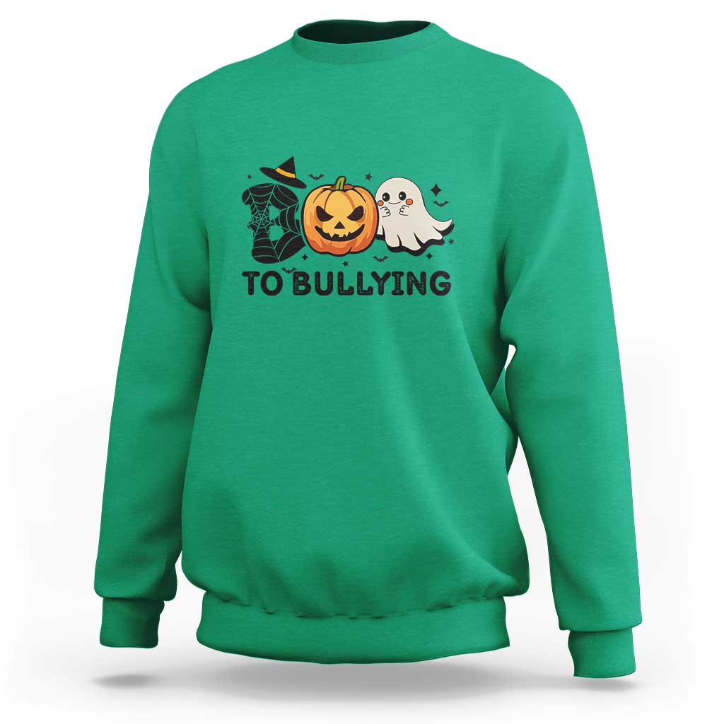 Halloween Unity Day Sweatshirt Boo To Bullying Anti Bullying Awareness Ghost Pumpkin - Wonder Print Shop