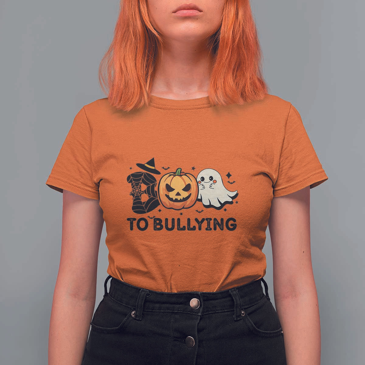 Halloween Unity Day T Shirt For Women Boo To Bullying Anti Bullying Awareness Ghost Pumpkin - Wonder Print Shop