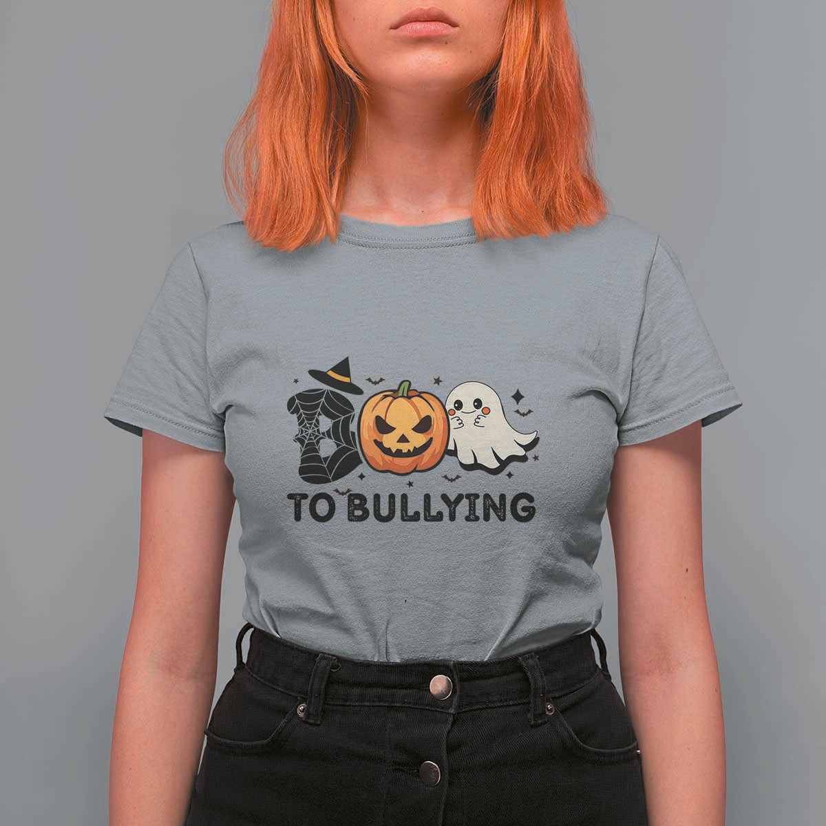 Halloween Unity Day T Shirt For Women Boo To Bullying Anti Bullying Awareness Ghost Pumpkin - Wonder Print Shop