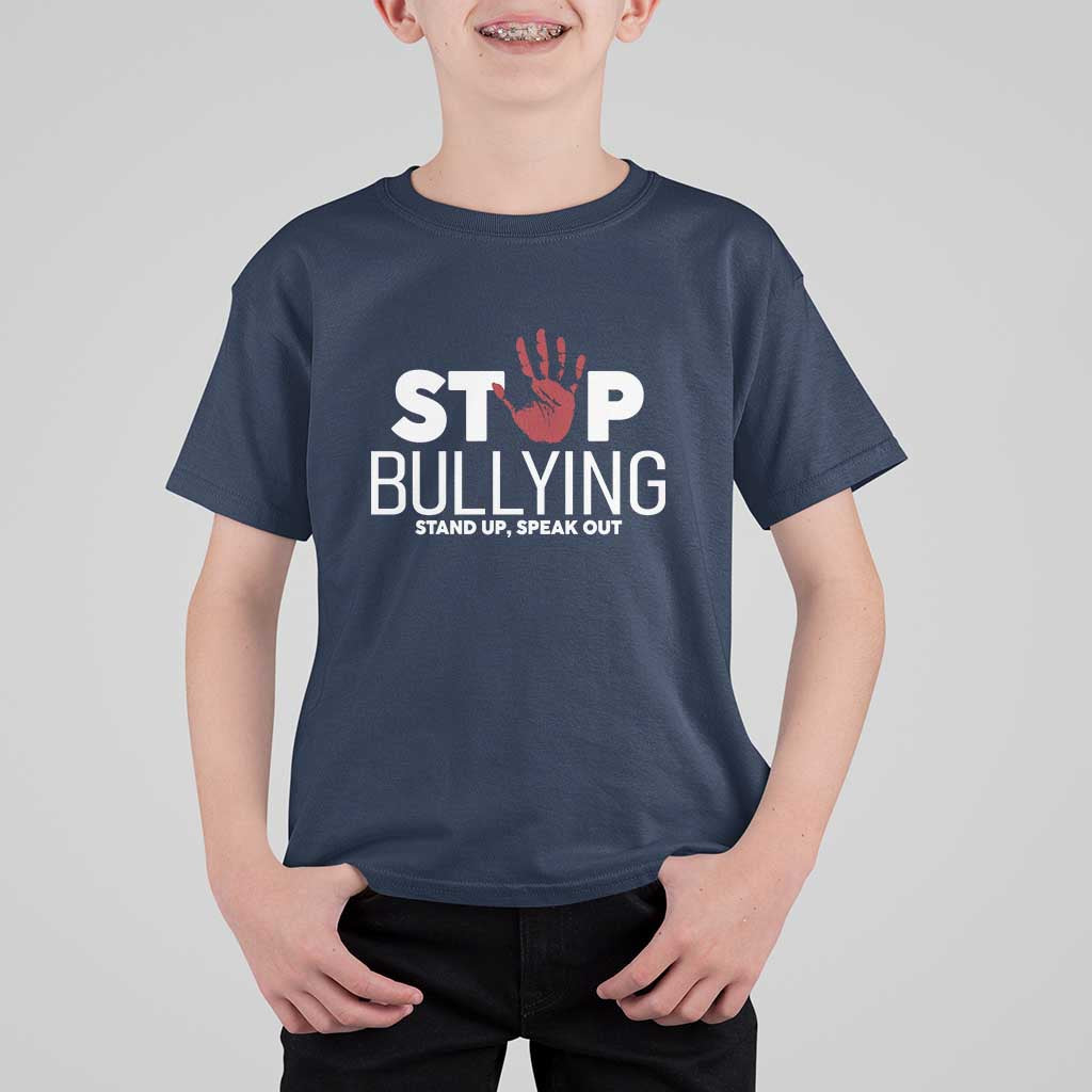 Anti Bullying Awareness T Shirt For Kid Stop Bullying Stand Up Speak Out Hand Prints - Wonder Print Shop