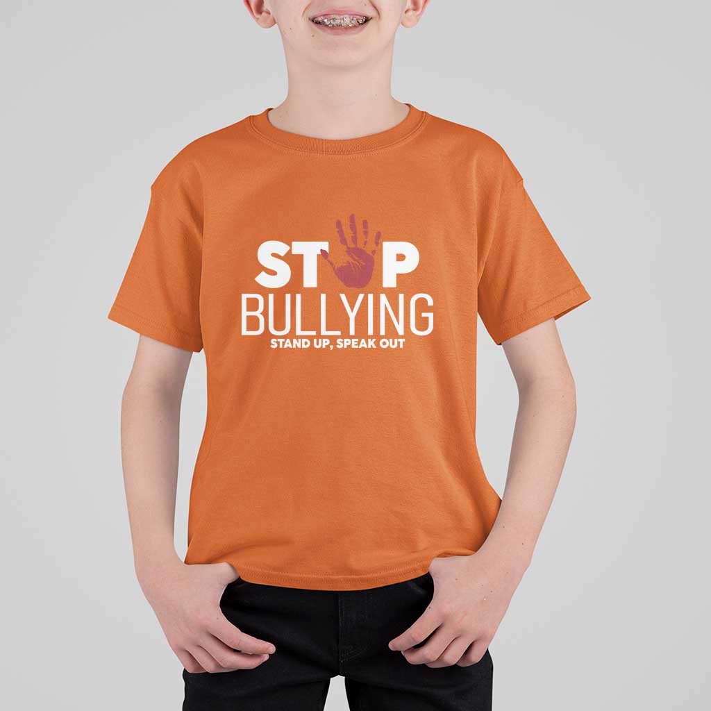 Anti Bullying Awareness T Shirt For Kid Stop Bullying Stand Up Speak Out Hand Prints - Wonder Print Shop