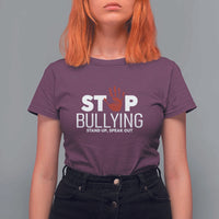 Anti Bullying Awareness T Shirt For Women Stop Bullying Stand Up Speak Out Hand Prints - Wonder Print Shop
