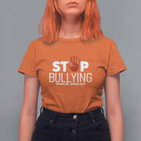 Anti Bullying Awareness T Shirt For Women Stop Bullying Stand Up Speak Out Hand Prints - Wonder Print Shop