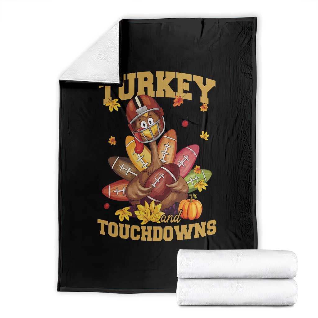 Funny Turkey And Touchdowns Throw Blanket Thanksgiving American Football Fall Season - Wonder Print Shop