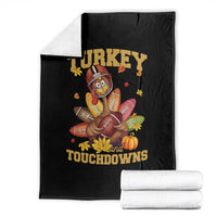Funny Turkey And Touchdowns Throw Blanket Thanksgiving American Football Fall Season - Wonder Print Shop