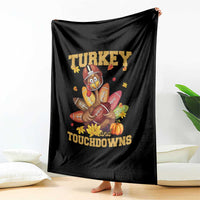 Funny Turkey And Touchdowns Throw Blanket Thanksgiving American Football Fall Season - Wonder Print Shop